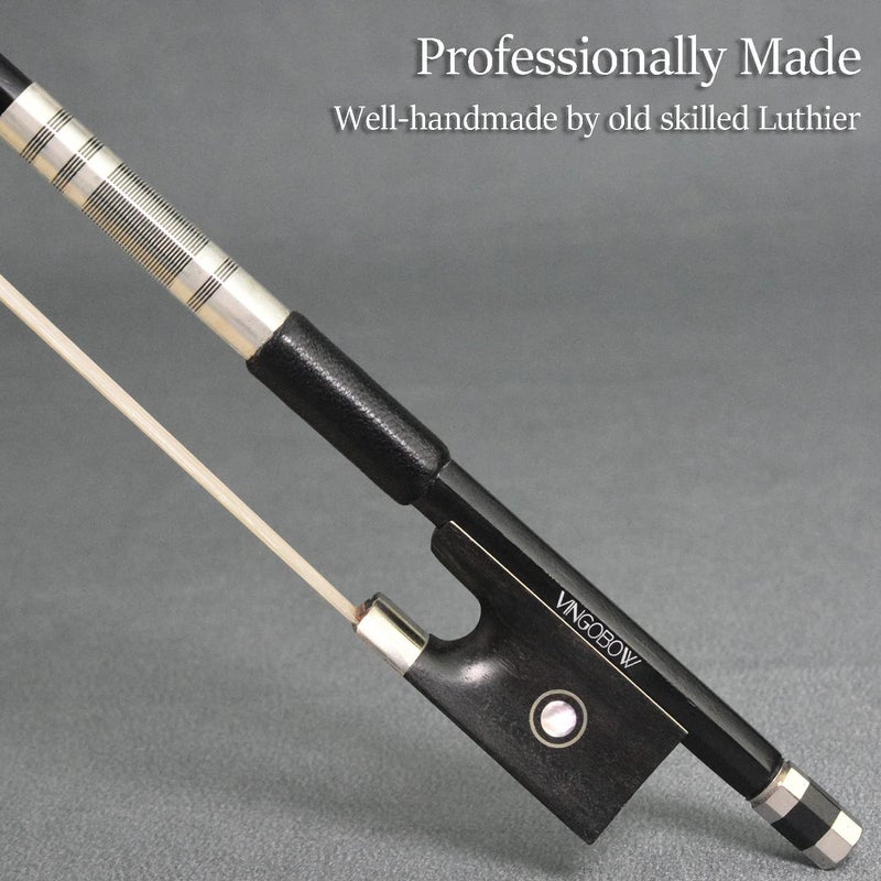 VINGOBOW 1/2 Half Size Carbon Fiber Violin Bow Full 101V Advanced Level 62 cm Parisian Eyes Ebony Frog Straight Smooth Screw Strong Durable Unbleached Mongolian Horse Hair Warm Sweet Sound - Image 3